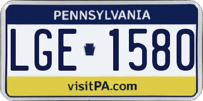 PA license plate LGE1580
