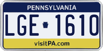 PA license plate LGE1610