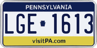 PA license plate LGE1613