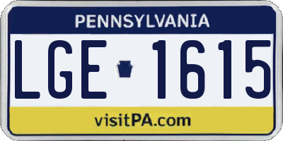 PA license plate LGE1615