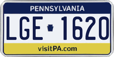 PA license plate LGE1620