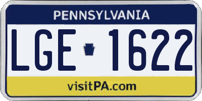 PA license plate LGE1622