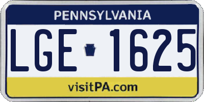 PA license plate LGE1625