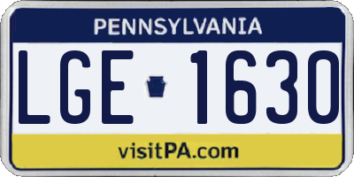 PA license plate LGE1630