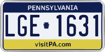 PA license plate LGE1631