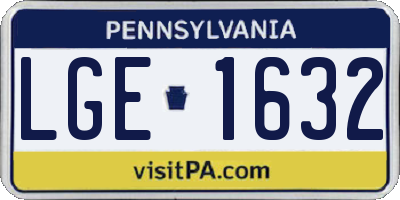 PA license plate LGE1632