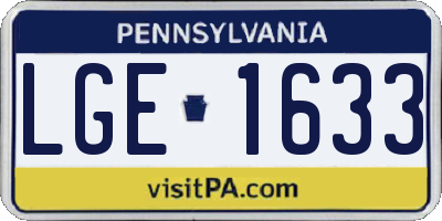 PA license plate LGE1633