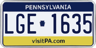 PA license plate LGE1635