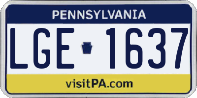 PA license plate LGE1637