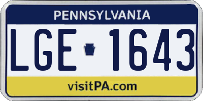 PA license plate LGE1643