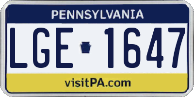 PA license plate LGE1647