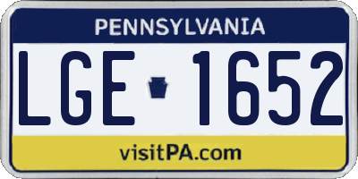 PA license plate LGE1652