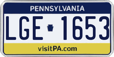 PA license plate LGE1653