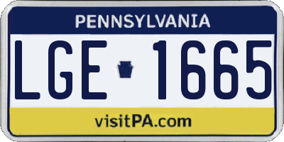 PA license plate LGE1665
