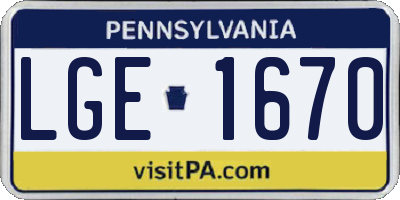PA license plate LGE1670