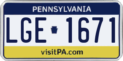 PA license plate LGE1671