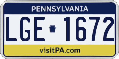 PA license plate LGE1672