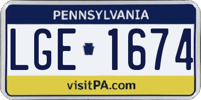 PA license plate LGE1674