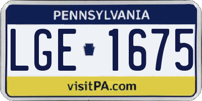 PA license plate LGE1675