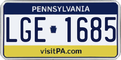 PA license plate LGE1685