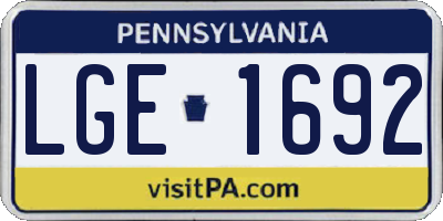 PA license plate LGE1692