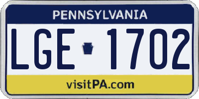 PA license plate LGE1702