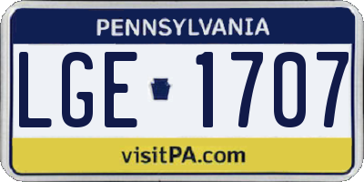 PA license plate LGE1707