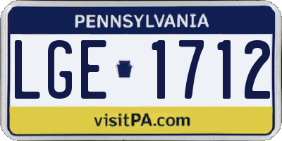 PA license plate LGE1712