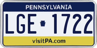 PA license plate LGE1722