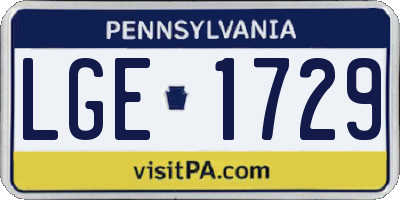 PA license plate LGE1729