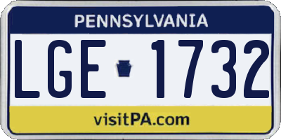 PA license plate LGE1732