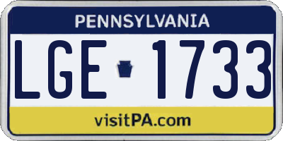 PA license plate LGE1733