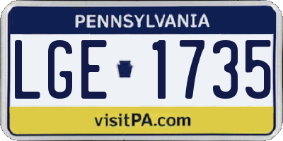 PA license plate LGE1735