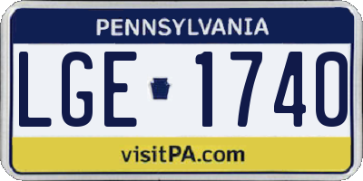PA license plate LGE1740