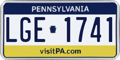PA license plate LGE1741
