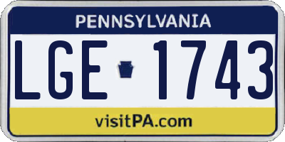 PA license plate LGE1743