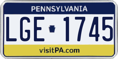 PA license plate LGE1745