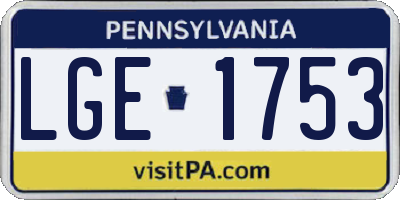 PA license plate LGE1753
