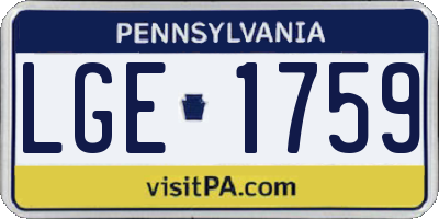 PA license plate LGE1759
