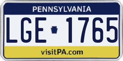 PA license plate LGE1765