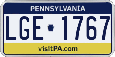 PA license plate LGE1767
