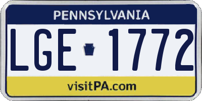 PA license plate LGE1772