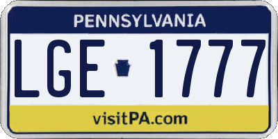 PA license plate LGE1777