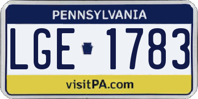 PA license plate LGE1783