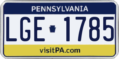 PA license plate LGE1785
