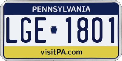 PA license plate LGE1801