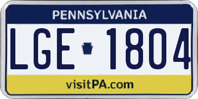 PA license plate LGE1804