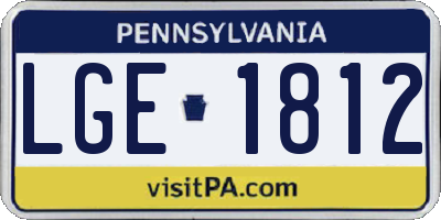 PA license plate LGE1812