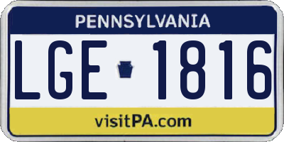 PA license plate LGE1816