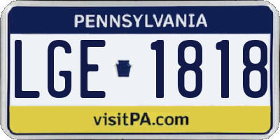 PA license plate LGE1818